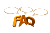 Grafik: dreidimensionale Buchstaben FAQ mit Sprechblasen darüber