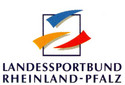 Logo Landessportbund: Abstrakte Grafik, bunt, darunter Schriftzug "Landessportbund Rheinland-Pfalz"